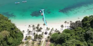 Vista aerea della spiaggia del Parco Nazionale di Ang Thong