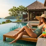 momenti ci relax, ragazza legge un libro nell'infinity pool, dove dormire a Koh Phangan